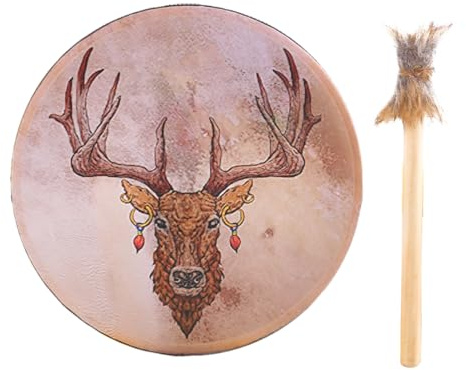 9- shaman-trumma – handgjorda hjorthuvudtrummor, autentiska sibiriska handtrummor för ljudläkning, andlig musik, meditation, ritualer, traditionellt shamaniskt instrument, ceremoniell trumma