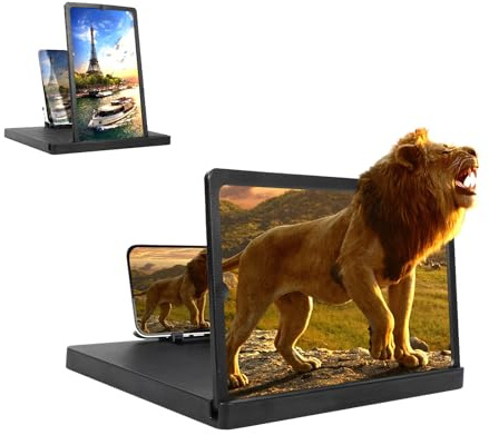 HUABDVCT Big Screen Phone Magnifier,HD Screen Expander,Foldable Phone Stand with Screen Amplifier,Compatible with All Smartphones,Portable 3D Magnifying Screen for Elderly (14in)