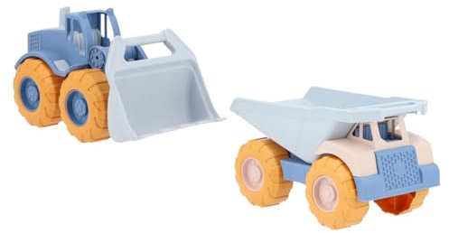 Monnëka Set Veicoli da Cantiere Bambini | Camion Ribaltabile + Escavatore da Spiaggia | Giocattoli Resistenti per Sabbia e Acqua | Sviluppa Motricità e Gioco Simbolico dai 6 Mesi | Blue