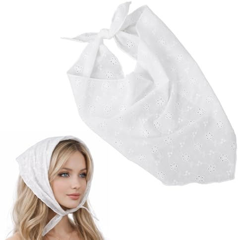 White Lace Hair Bandana for Women - Stylish Cotton Bandana Scarf Scarf, Cute Triangle Headbands, Boho Hair Accessories, Y2K Head Coverings