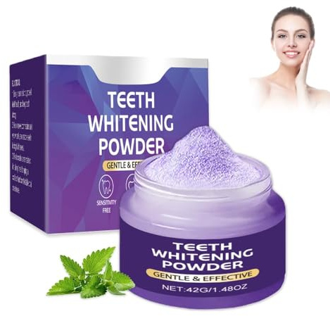 Blanqueador Dental Profesional,Polvo Blanqueador Dental,Eficaz Para Fortalecer Dientes y Encías,Teeth Whitening de Larga Duración,Suave Para Dientes Sensibles,Elimina Años de Manchas (Púrpura1227)