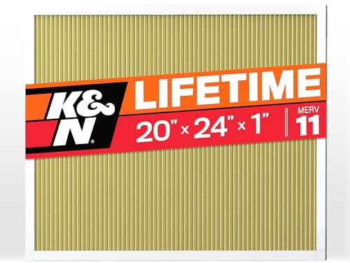 K&N 20x24x1 HVAC Furnace Air Filter, Lasts a Lifetime, Washable, Merv 11, the Last HVAC Filter You Will Ever Buy, Breathe Safely at Home or in the Office , HVC-12024,1 Count (Pack of 1)