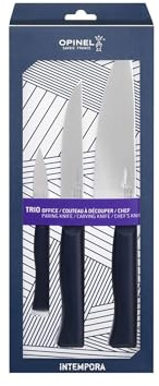 Opinel - Set Trio Intempora, 1 Coltello da Chef, 1 Coltello da Taglio, 1 Coltello da Ufficio - Acciaio Inossidabile, Poliossimetilene, Full Tang - Garanzia a Vita
