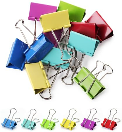 Mr. Pen- Metal Binder Clips, 12 pcs, 2 Inches, Extra Large Size, Colored Binder Paper Clips, Paper Clamps for Office Supplies, Home, School, Business, Document Organizing