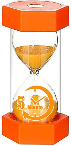 Timener reloj de arena, temporizador de arena Kunststoff, para juego familiar y oficina (5 minutos, naranja)