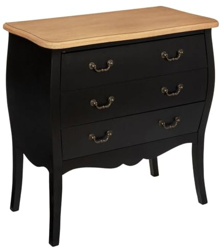 Atmosphera - Meuble Commode 3 Tiroirs en Bois Noir et Naturel H 76 cm