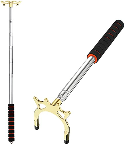 Skylety Repose Queue de Billard avec Bâton Accessoires de Table de Billard Bâton de Pont de Billard Rétractable avec Tête de Pont Amovible en Laiton (Tête de Pont Haute)