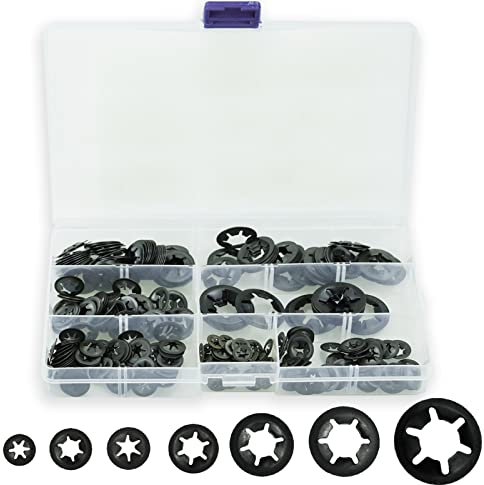 Rondelles de Blocage Universel Rondelle de Verrouillage M3 M4 M5 M6 M8 M10 M12 Rondelle Rapide Pousser Fixations Assortment Kit avec Boîte Noir 340 Pièces