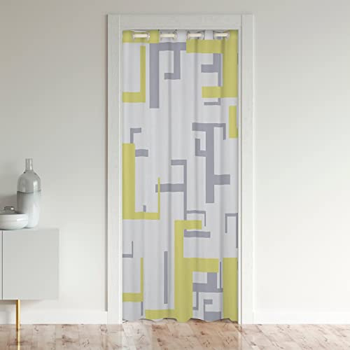 Loussiesd Modern Geometric Doorway Curtain Privacy Yellow Stripe Closet Door Curtain Room Darkening Blackout/Insulated Thermal for Doors Windows Drapes Window Treatments 106x203cm 1 Panel