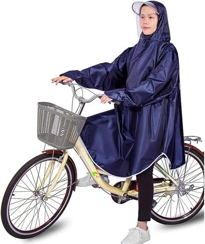 Fahrradponcho, wasserdichter Regenmantel, Fahrrad-Regenponcho for Erwachsene, Regenmantel mit Kapuze for Damen und Herren, mit reflektierenden Streifen, leicht, wasserdicht, wiederverwendbar (Farbe: R
