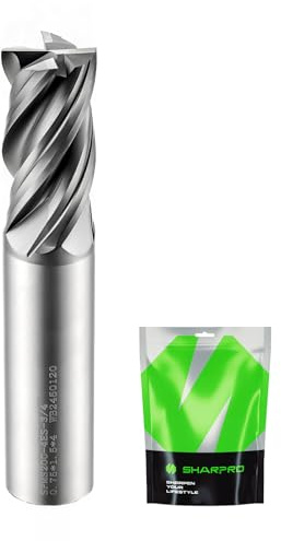 SHAPPRO 3/4 Inch Shank Carbide Square End Mill, 4 Flute CNC End Mills, Heat-Resistant Metal Endmill Suitable Alloy Steel, Stainless Steel, Various Cast Iron