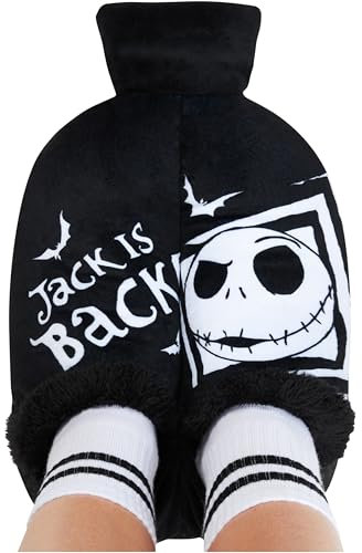 Disney Stitch Hot Water Bottle Slippers Foot Warmer with Plush Fleece Cover 1.8L Heated Foot Muff Cold Feet Arthritis Renauds Muscle Pain Relief Slip On (Black Jack_1800 ML)