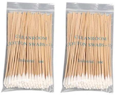 TEMOOUES Lot de 200 cotons-tiges de 15 cm de long manche pour nettoyer les oreilles et le nez
