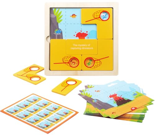 Puzzles de Madera, Juego de Atrapar Dinosaurios, Juguete Educativo Montessori, Desarrolla la Observación y el Pensamiento Lógico en los Niños, Adecuado para Niños a Partir de 3 Años de Edad