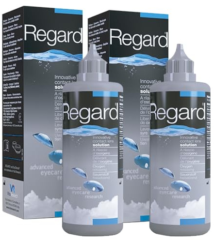 Regard 2x355ml - Solución de Limpieza y Desinfección para Lentes de Contacto - Sin Conservantes - Salud Ocular Completa - Acción Humectante y Oxigenante