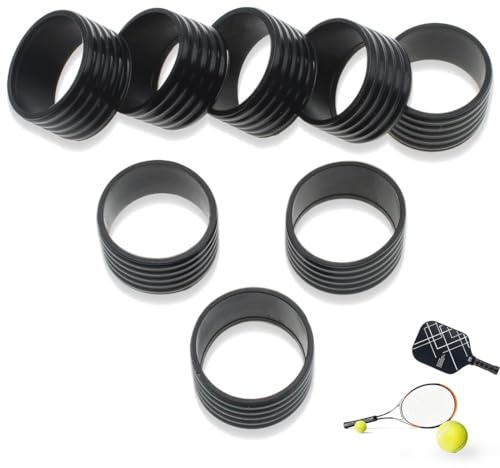 PYEUIFT 8 Pieces 25mm Caoutchouc Anneau, Elastiques Grip pour Raquette De Tennis, Paquets D'anneau De Préhension De Raquette De Tennis Bande De Préhension pour Badminton, De Squash, à Pêche, Noir