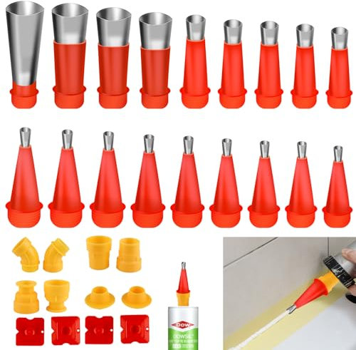 30 Stück Edelstahl Dichtungsdüse Edelstahldüsen Satz, 2024 Neu Universal Integrierte Gummidüse Werkzeug Kit, Dichtungsfinisher Einteiliger Dichtmittel Finishing Werkzeug