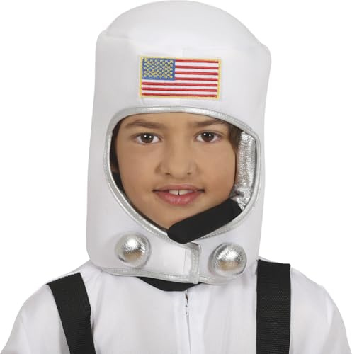 FIESTAS GUIRCA | Casco de Astronauta Infantil de Tela (Talla Única) - Accesorio de Disfraz para Fiestas de Pilotos y Aventuras Espaciales - Ideal para Halloween y Carnaval - Niños Unisex - Blanco