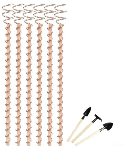 Soportes para plantas de alambre de cobre puro, electrocultura, jardinería, bobina de cobre, bobinas, varillas de alambre para cultivar plantas, verduras y frutas (longitud total 34 cm)