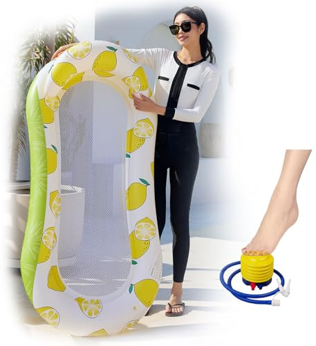 Furforstk materassino mare, materassino gonfiabile mare Con dispositivi gonfiabili gonfiabile mare adulti Per adulti, divertimento estivo, festa in acqua (150 x 78cm,giallo)