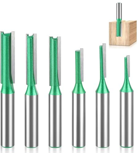 6 Piezas de Fresado Recto, Fresas de Ranurar Profesional, Brocas Recta para Fresadora, Recto Fresa Bit, Madera Edición Cutter Set, Fresas para Madera, Juego de Brocas Rectas de VáStago, 3-8mm