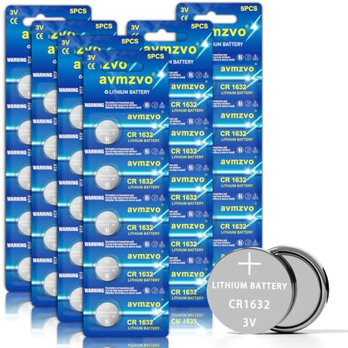 avmzvo CR1632 batterier knappceller, 30 stycken, litium mynt 3V, för klockor | Gäller bilnycklar och små elektroniska enheter, långvarig prestanda, kvicksilverfri 【5 års garanti】