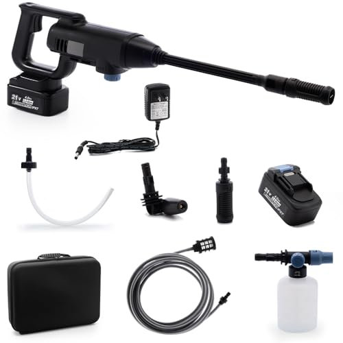 Gtremulent Idropulitrice Portatile a Batteria: 580PSI con Lancia 360° e 3 Modalità Kit Auto - Senza Fili ad Alta Pressione per Lavaggio Auto/Pavimenti Esterni/Bici - Anziani/Adolescenti