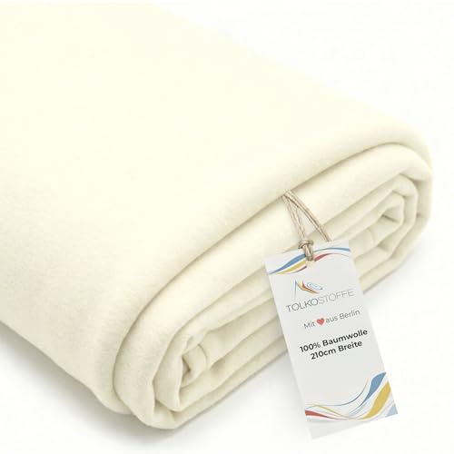 TOLKO Deco Molton tyg ecru | 210 cm bred | Gardiner bakgrund fotostudio mässor teaterscen konsert | Moltontyger metervara bomullstyger för sömnad och dekoration