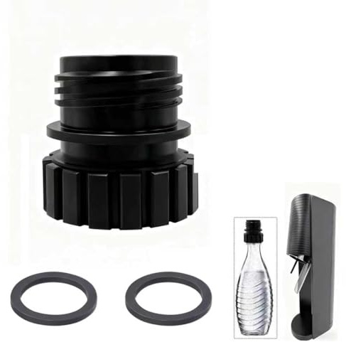 Adaptateur Pour Bouteilles Sodastream en Verre,Pour Adaptateur de Bouteille en Verre Sodastream,Bouteille Verre Terra Pour Crystal 0,7 L,Pour Duo Terra,Quick Connect,Bouteilles en Verre(Noir)