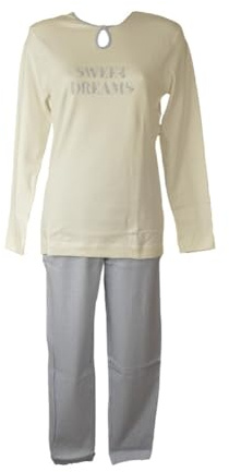 RAGNO Pigiama Donna Collo Serafino Caldo Cotone Invernale Pantalone con Polsino Articolo DR56N1, C42F Fantasia Eventide Spina di Pesce, Taglia 46