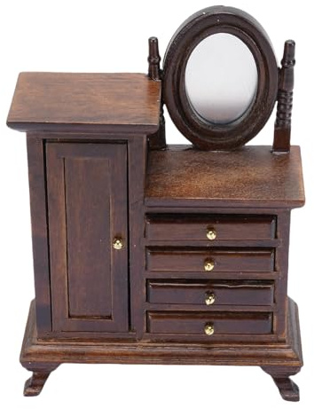 Aramox 1:16 Maison de Poupée Miniature Vintage vanité en Bois Organisateur Fonctionnel pour L'installation de la Maison de Poupée