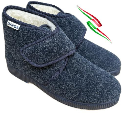 EMANUELA scarpe pantofole alte uomo a strappo invernali imbottite Sirol fondo in gomma antiscivolo made in italy (granito, 42, Sistema Taglie Calzature EU, Adulto, Uomo, Numero, Media, 42)