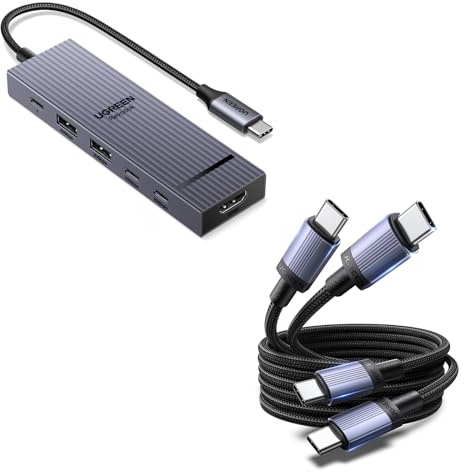 UGREEN Revodok Pro 106 10Gbps Hub USB C HDMI 4K 60Hz con UGREEN 2Pack Cable USB C 240W Carga Rápida PD 3.1 2M