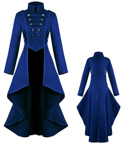 Vestido victoriano para mujer, vestido victoriano para mujer | Frack Renaissance Steampunk, chaqueta victoriana Swallow Tail Long Trench Jacket, uniforme gótico, abrigo victoriano uniforme de boda