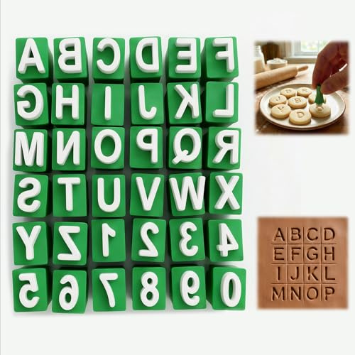 Seruno X Timbri Lettere Alfabeto X 36PCS, Timbri per Argilla Stencil Lettere Maiuscole, per Ceramica, Biscotti e Decorazione Personalizzata di Torte, Strumento Timbro con Numeri e Lettere