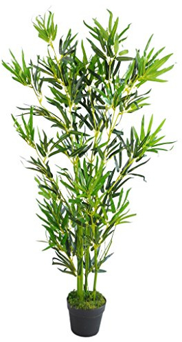 Leaf Design UK Artificial Bamboo Plants/Trees, Wood, Natural Green, 120 cm