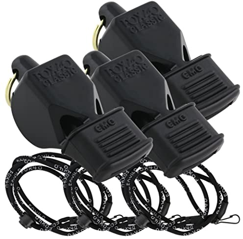 Fox 40 Classic CMG w/Breakaway Lanyard 3 Pack (Black) Pealess, 100dB, Coaching, Lifeguarding, Dog Training Whistle
