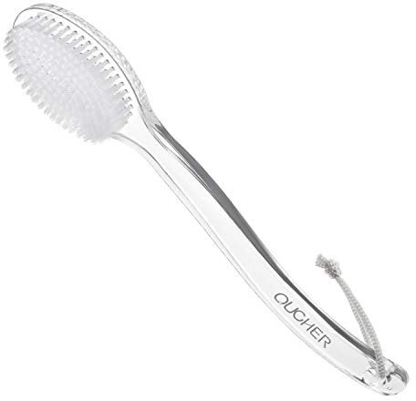 QUCHER Komfortable Duschbürste mit langem Griff, Badebürste, weiche Nylonbürste, sanftes Peeling, Verbesserung der Hautgesundheit, für Männer und Frauen geeignet