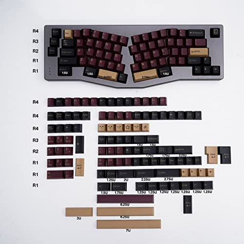Red Samurai Keycaps Set 173 Keys Cherry Profile Doubleshot Custom Keycaps for Cherry MX Gateron Kailh Box Switches Mechanical Keyboards