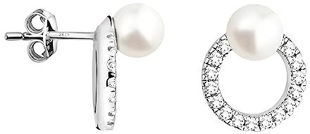 SOFIA MILANI - Damen Ohrringe 925 Silber - mit Zirkonia Steinen - Kreis Perlen Ohrstecker - E2234