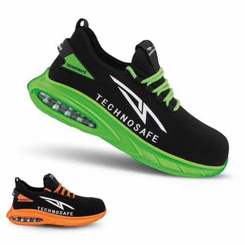 VIRSUS Scarpe Antinfortunistiche Neon Green, Unisex, Scarpa da Lavoro Sportiva con Puntale in Alluminio Composito, Traspiranti e Antiscivolo (Numeric_39)