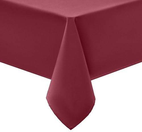 smiry Tischdecke Abwaschbar Rechteckig 130x160cm Tischtuch Polyester Wasserabweisend Lotuseffekt Tischwäsche Schmutzabweisend Abwischbare Tafeldecke für Party Küche Weihnachten, Weinrot