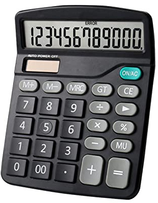 Calculatrice de bureau à fonction standard avec grand écran LCD à 12 chiffres, solaire et batterie, double alimentation pour la maison, le bureau, les affaires