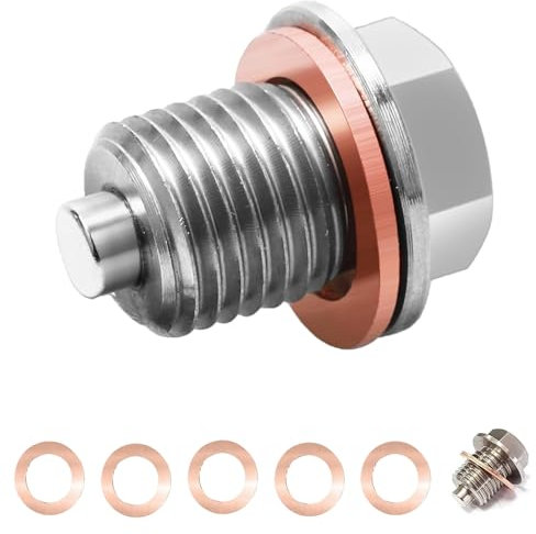 FISH DRAGATE Tappo di Scarico Dell'Olio Magnetico,Tappo Olio Motore,Viene Fornito con 5 Pezzi rondella Tappo Scarico Olio,Viti di Scarico dell'olio,M14 x 1.5 Tappo Scarico Olio Motore