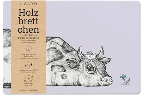 Ligarti® Frühstücksbrettchen aus Holz | Nachhaltiges Frühstücksbrett 22x15 cm, ideal für köstliche Frühstücksmomente | Hergestellt in Schweden, spülmaschinenfest