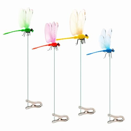 ZGDEIWGF Pack De 4 Libélulas Simuladas, Decoraciones Creativas, Decoración De Libélulas De Jardín, Accesorios De Decoración De Jardín, Decoración del Hogar, Accesorios De Decoración De Jardín