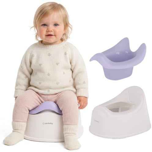 sun baby Vasino per bambini 18-36 mesi, piedini antiscivolo, schienale ergonomico, vaschetta removibile, plastica resistente, fino a 15 kg (Bianco-Viola)