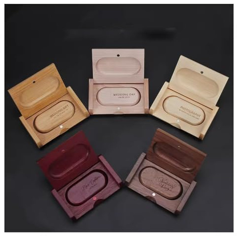 Luxus USB-Stick-Set aus 5 Natürlichen Hölzern USB 3.0 Stick mit Massivholz-Box | Individuell beschriftbar | 16GB bis 128GB | Perfekt als Werbegeschenk oder Präsent (16, GB)