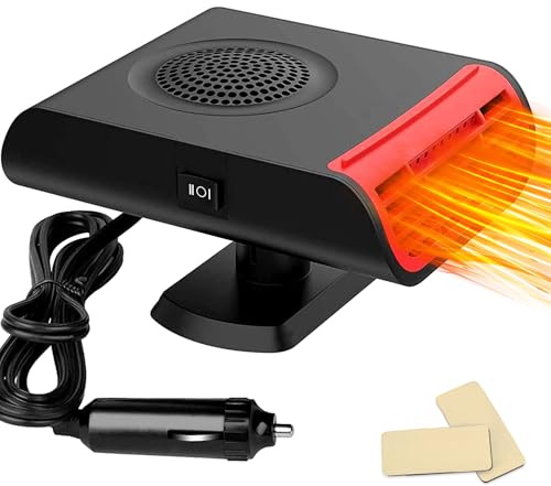 Leaflai Car Heater 12V Portable Winter Car Defroster Kit Anti-Fog Windscreen Heating Fan 2 in-1 Heating/Cooling Car Defroster with Plug-in Cigarette Lighter, Mini Car Demister for Small Vehicles