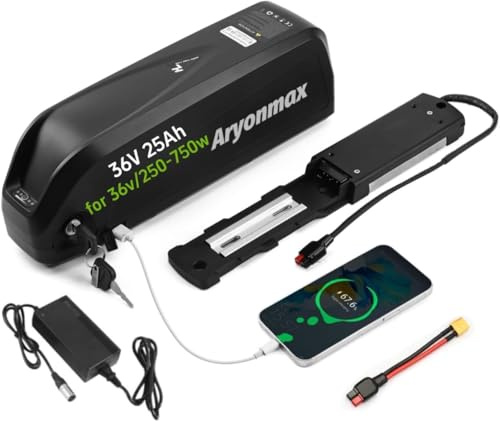 Ebike Battery 36V 25Ah (Grade A Cell), Hailong Lithium ion Electric Bike Battery Pack Long Range with Fast Charger 5 Pin Base Plate for most Ebike Kit